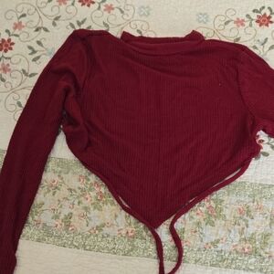 Almost Famous Deep Red Long Sleeve Top